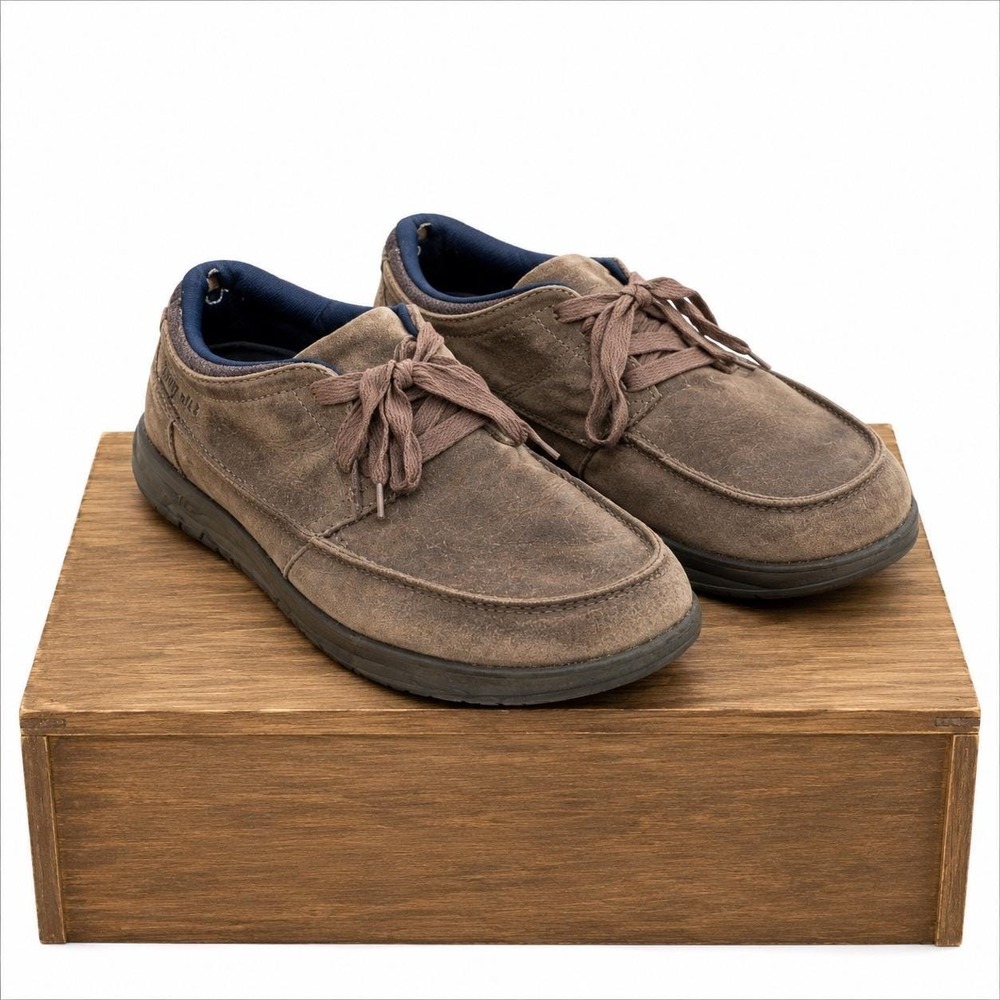 Patagonia Bungee Cord Leather Moc Toe Shoes Mens 10.5 Brown Granola Gorpcore